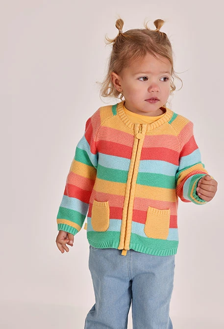 Chaqueta bebé  punto amarillo rayas