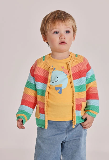 Baby yellow striped knit jacket