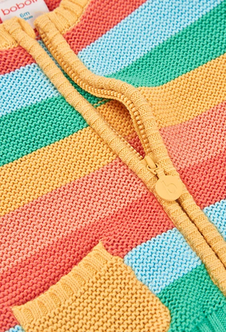 Veste bébé jaune rayé en maille