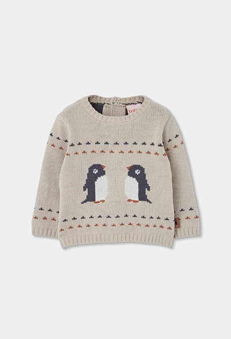 Conjunt de punt nadó nen beix amb pingüins