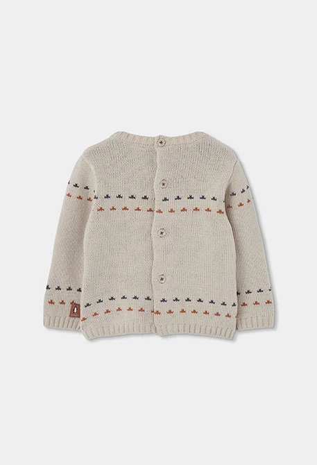 Beiges Baby-Jungen-Strickset mit Pinguinen