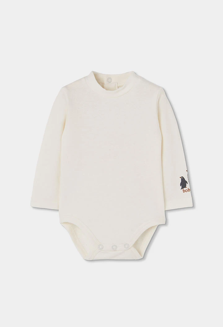 Grau meliertes Baby-Set mit Pinguin-Aufdruck