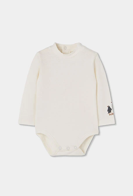 Grau meliertes Baby-Set mit Pinguin-Aufdruck