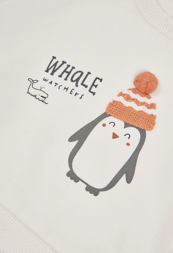 Conjunto de malha bebé menino branco estampado pinguins
