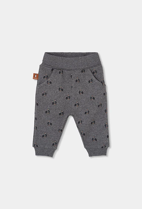 Weißes gestricktes Baby-Jungen-Set mit Pinguin-Aufdruck