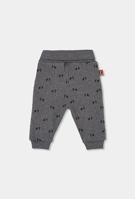 Weißes gestricktes Baby-Jungen-Set mit Pinguin-Aufdruck