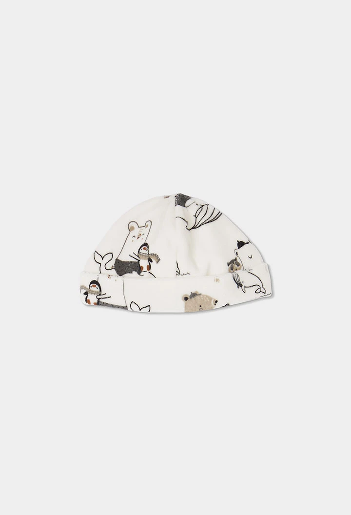 Baby animal print cream knitted set