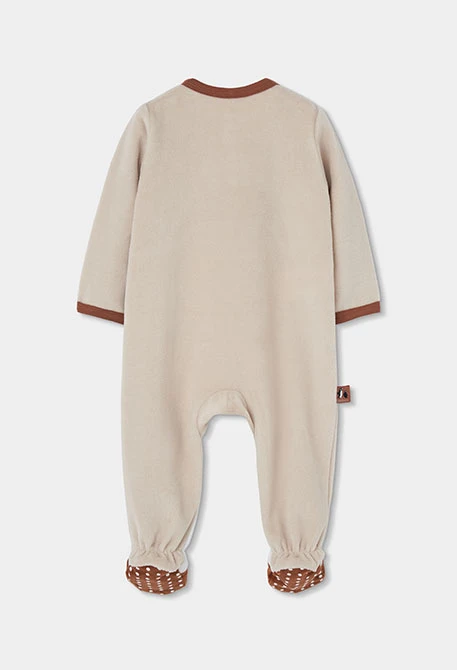 Pagliaccetto neonato beige con stampa di pinguino