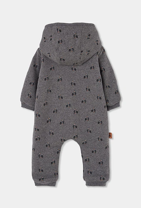 Grauer Strick-Schlafanzug für Baby mit Pinguin-Aufdruck