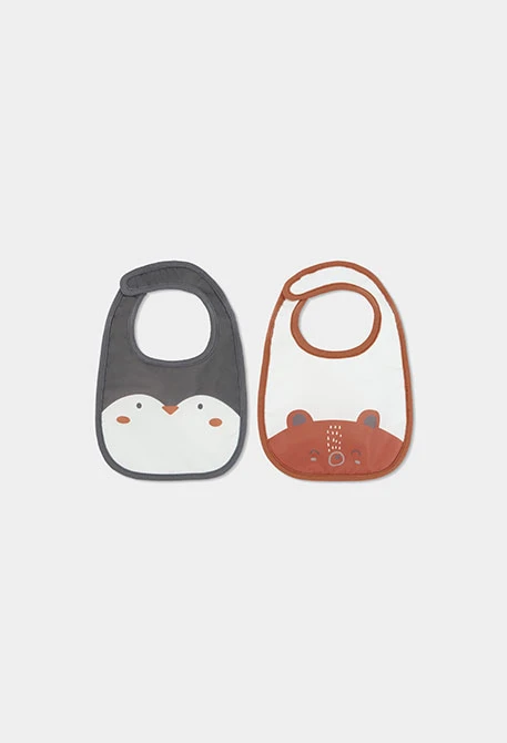 Pack 2 bavaglini neonato bianco stampa animali