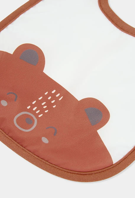 Pack 2 white baby bibs with animal print