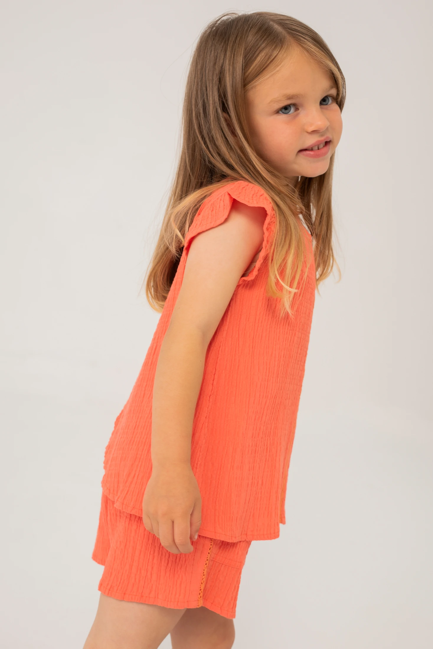 Blusa tejido niña, diseño naranja