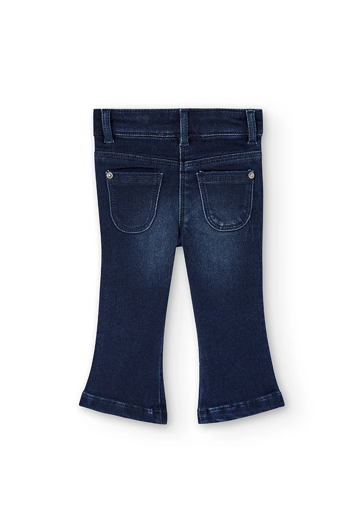 Pantalón denim punto de bebé campana en el bajo -BCI