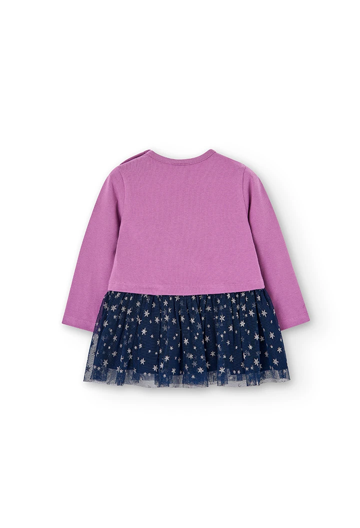 Vestido punto combinado de bebé "estrellas"-BCI