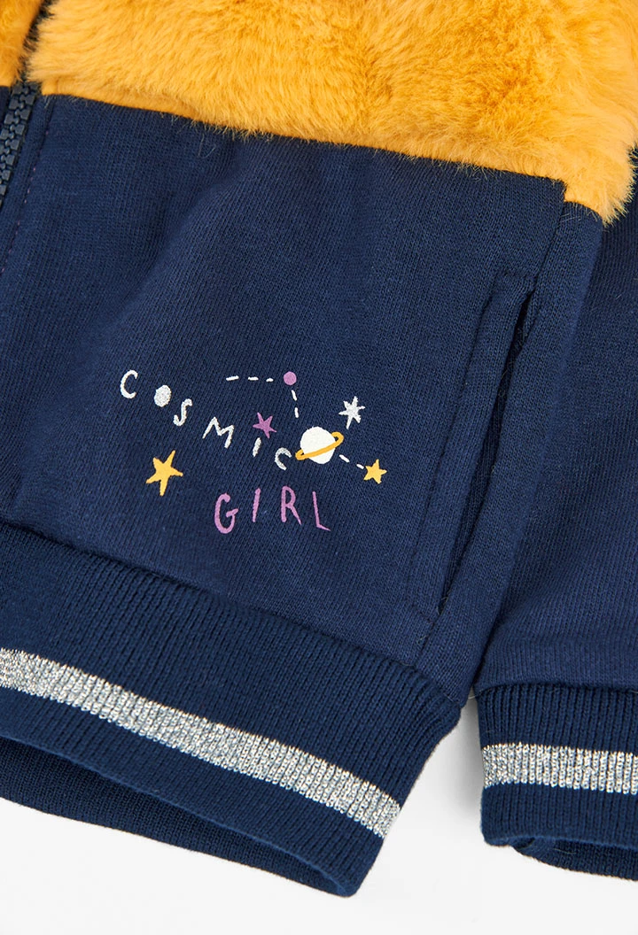Veste en molleton bi matiere pour bébé fille