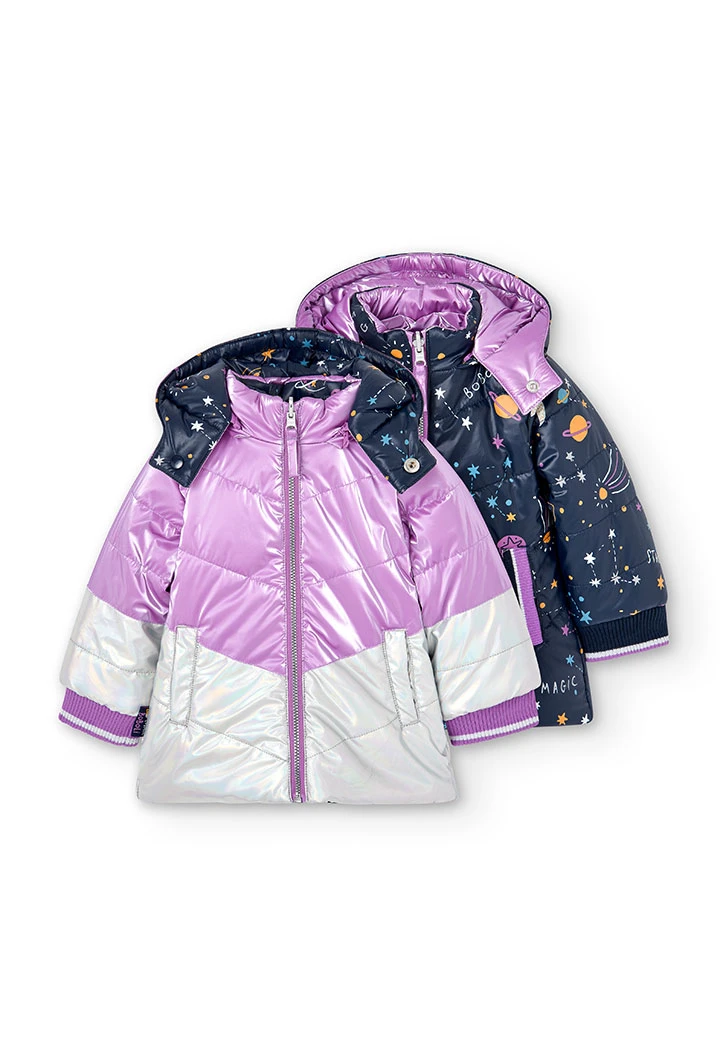 Reversible technical fabric parka for baby