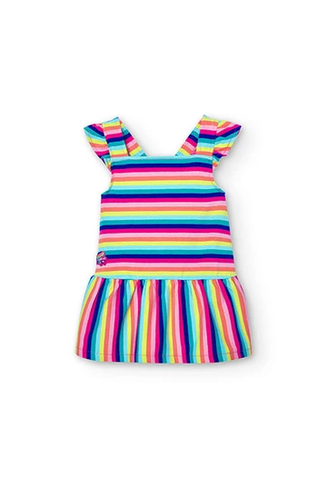 Vestito in jersey elasticizzato a strisce da neonata