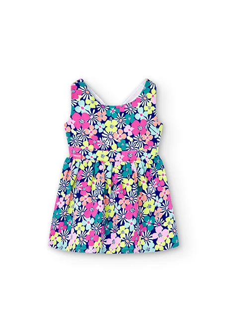 Baby girl's satin dress with flower print