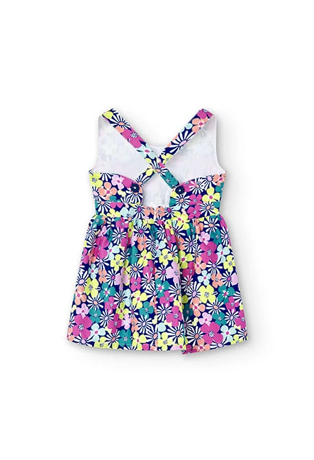 Vestido de cetim de bebé menina com estampado flores