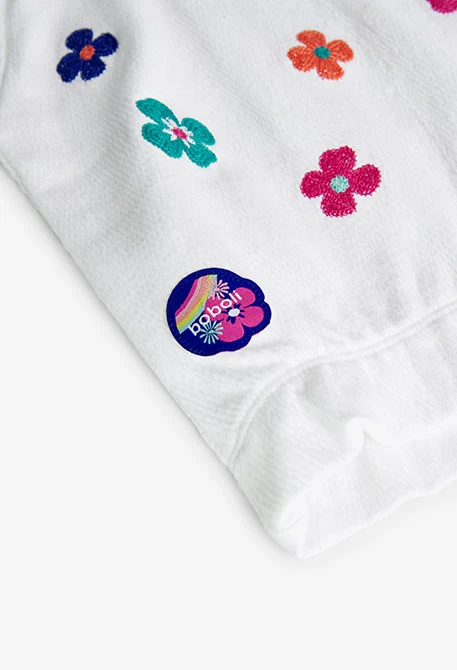 Strick-Shirt gummiert, für Baby-Mädchen, in Farbe Weiß 