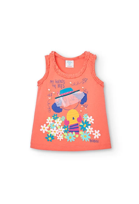 Camiseta de punto de bebé niña en color naranja