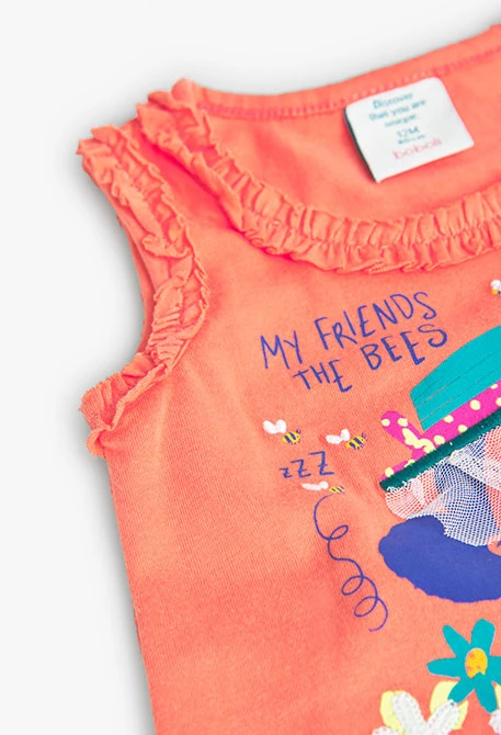 T-shirt à maille pour bébé fille de couleur orange