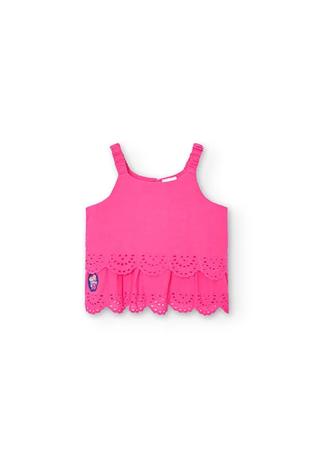Baby girl's embroidered cambric top in pink