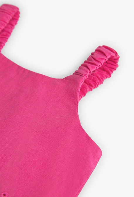 Baby girl's embroidered cambric top in pink