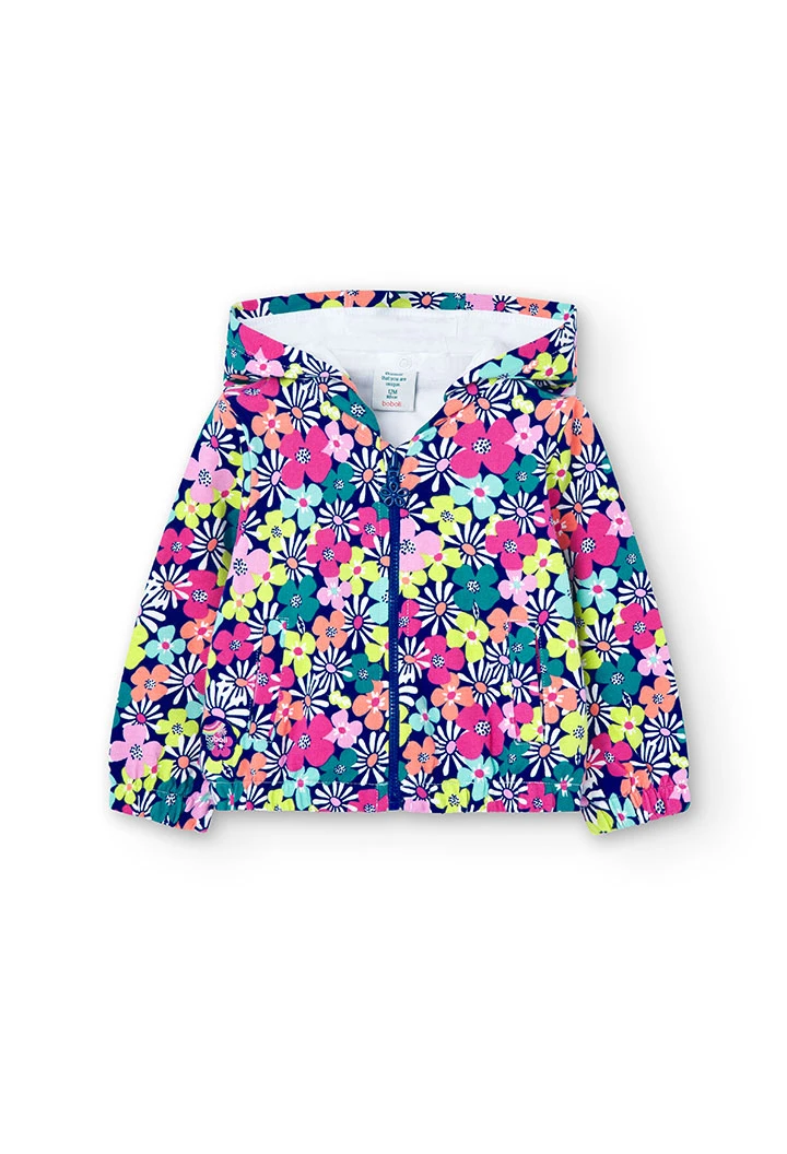 Baby girl\'s plush jacket with flower print