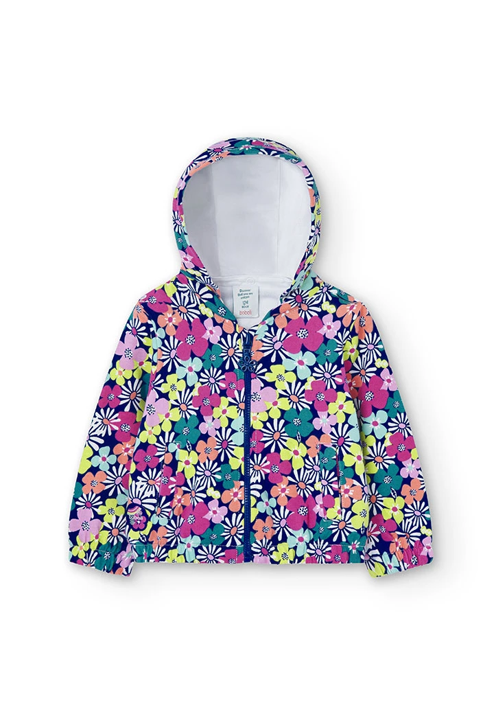 Baby girl\'s plush jacket with flower print