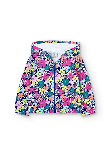 Baby girl's plush jacket with flower print