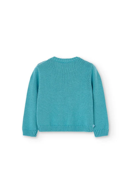 Pull en tricot pour bébé fille bleu avec imprimé floral