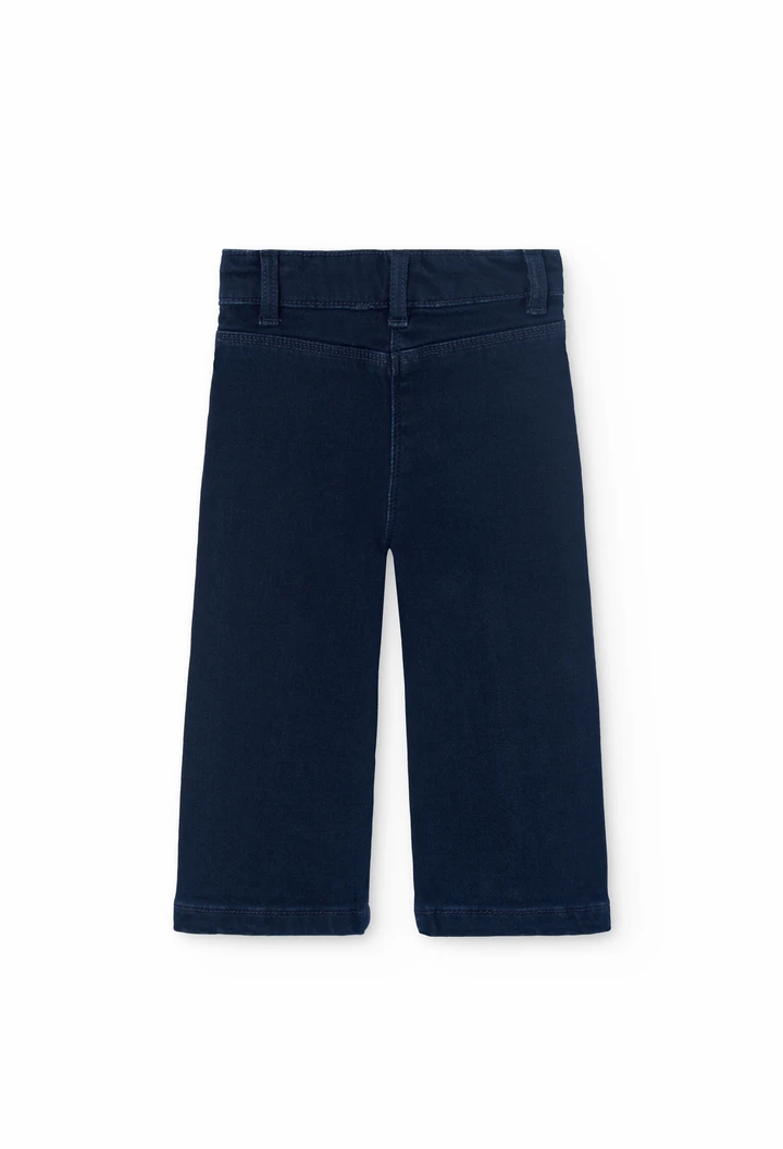 Dark blue denim trousers for baby girl