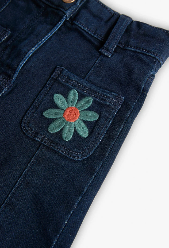 Pantalón denim para bebé niña en azul oscuro