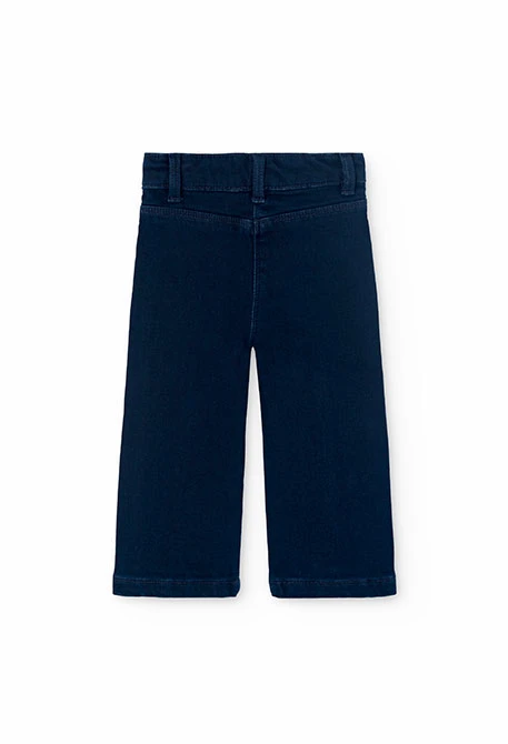 Pantalón denim para bebé niña en azul oscuro