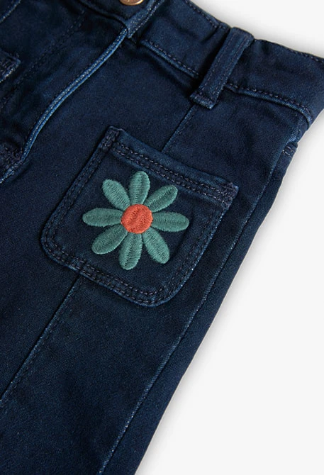 Dark blue denim trousers for baby girl