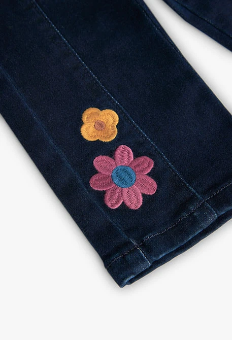 Dark blue denim trousers for baby girl