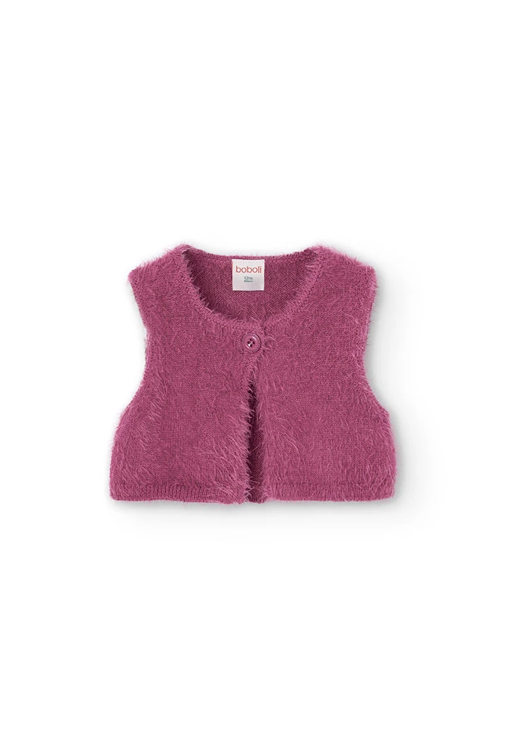 Gilet en tricot pour bébé fille en lilas