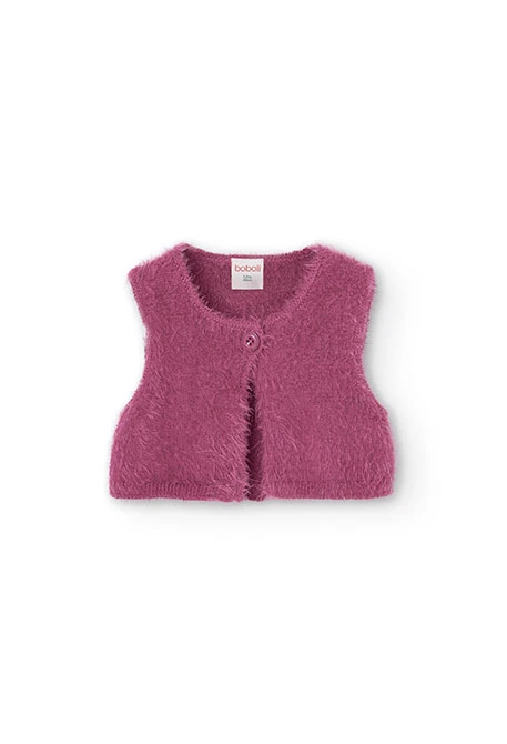 Knitted waistcoat for baby girl in lilac