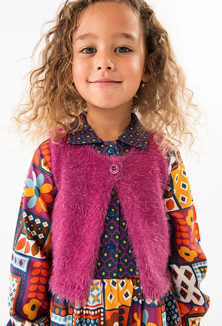 Gilet en tricot pour bébé fille en lilas