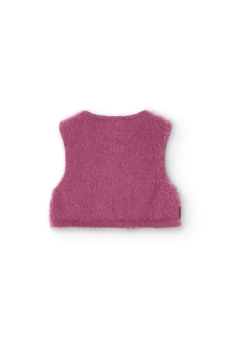 Knitted waistcoat for baby girl in lilac