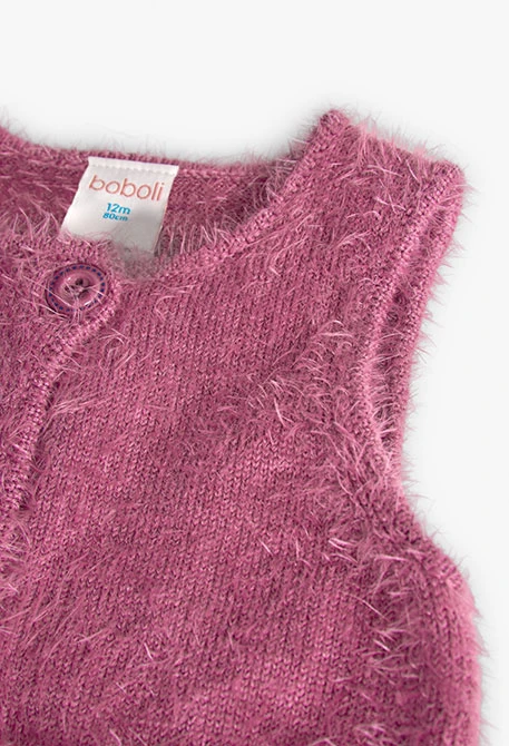 Knitted waistcoat for baby girl in lilac