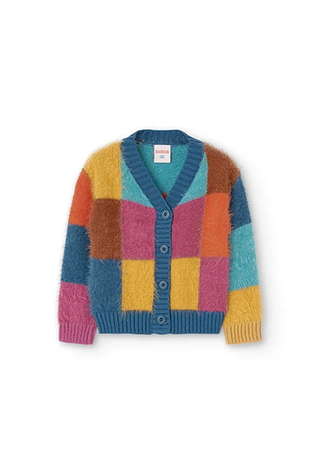 Strickjacke für Baby-Mädchen mit Karomuster