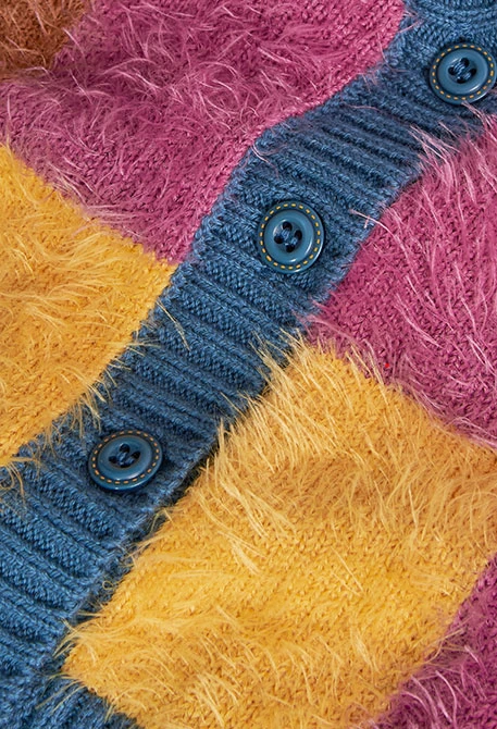 Gilet tricoloudou pour bébé fille avec motif à carreaux