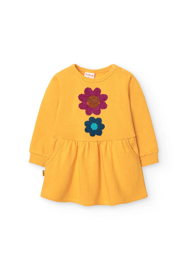 Yellow fleece dress for baby girl