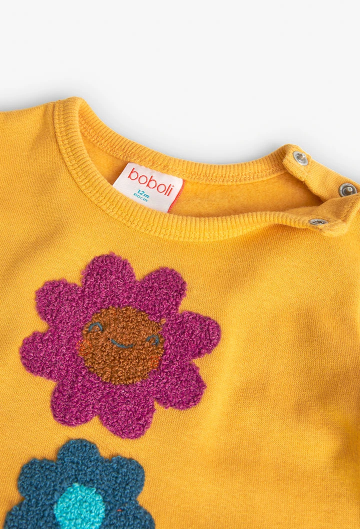 Yellow fleece dress for baby girl