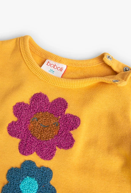 Vestido de pelfa para bebé menina em amarelo