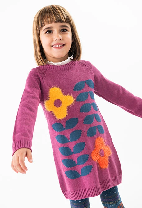 Vestido tricotosa para bebé niña en lila