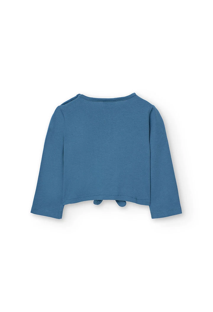 Knitted T-shirt for baby girl in blue