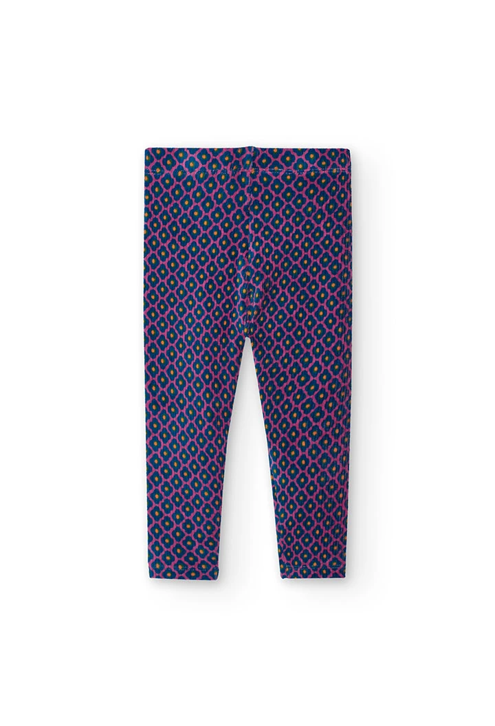 Knitted trousers for baby girl with print